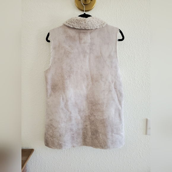 Dylan Women Gray Faux-Suede Shearling Sleeveless Vest Jacket Coat M - Picture 8 of 9